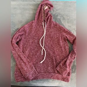 Forever 21 Red Burgundy hoodie with hood and white drawstrings size small